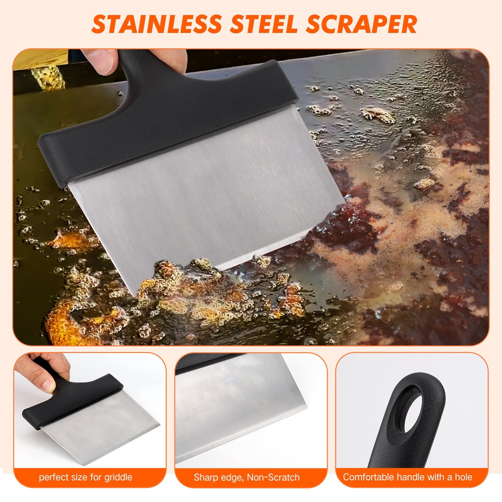 Griddle Cleaning Kit For Blackstone- Includes Large Silicone Tool Mat  Scraper Bricks Scouring Pads With Handle Tools Accessories Blackstone Flat Top Grill
