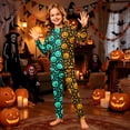 thumbnail image 2 of Spooky Family Pajamas Set Jack O Lantern Print, Elastic Waist Halloween Family Pajamas Long Sleeve Crew Neck, Funny Matching Halloween Pajamas for Ki’ds Adults, 2 of 6