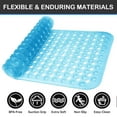 thumbnail image 3 of Bath Tub Mat Shower Mat Bathtub Mats Non-Slip 16 x 35 in Rubber Extra Long Bath Mat, Suction Cups, Drain Holes, Machine Washable Bathroom Mat,Clean Blue, 3 of 8
