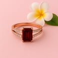 thumbnail image 5 of 7X5mm Emerald Cut Garnet 925 Sterling Silver Rose Plated Solitaire Women Wedding Ring Jewelry, 5 of 7