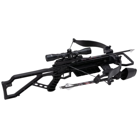 Excalibur MAG Air Black Crossbow with Fixed Power Scope, Lightweight Gen2 Synthetic Mainframe, 305 FPS, 4-Arrow Quiver (E74474)