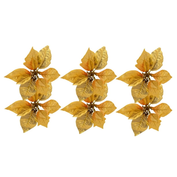 Poinsettia Clip On Christmas Ornaments (6 Pack, 7 in) Artificial