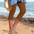 thumbnail image 2 of SAWOBUUN Womens Capri Leggings High Waisted Stretchy Cropped Pants Cutout Ankle Summer Casual Skinny Trousers, 2 of 9