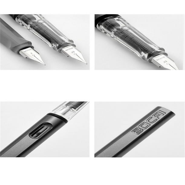 Pluma estilografica recargable con cartucho de tinta Juego de boligrafos de escritura con punta de 0 38 mm cromado de acero inoxidable negro Walmart en linea