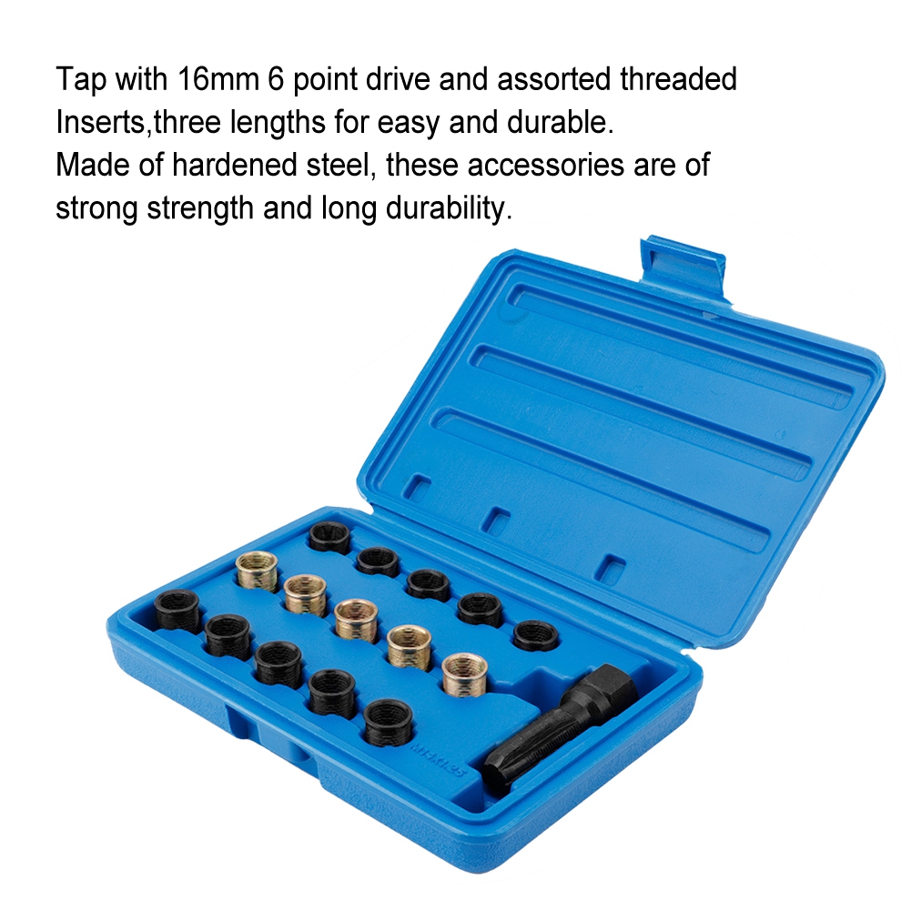 16Pcs Spark Plug Tap Thread Repair Tools Rethreading Kit Spark Plug Repair Tools