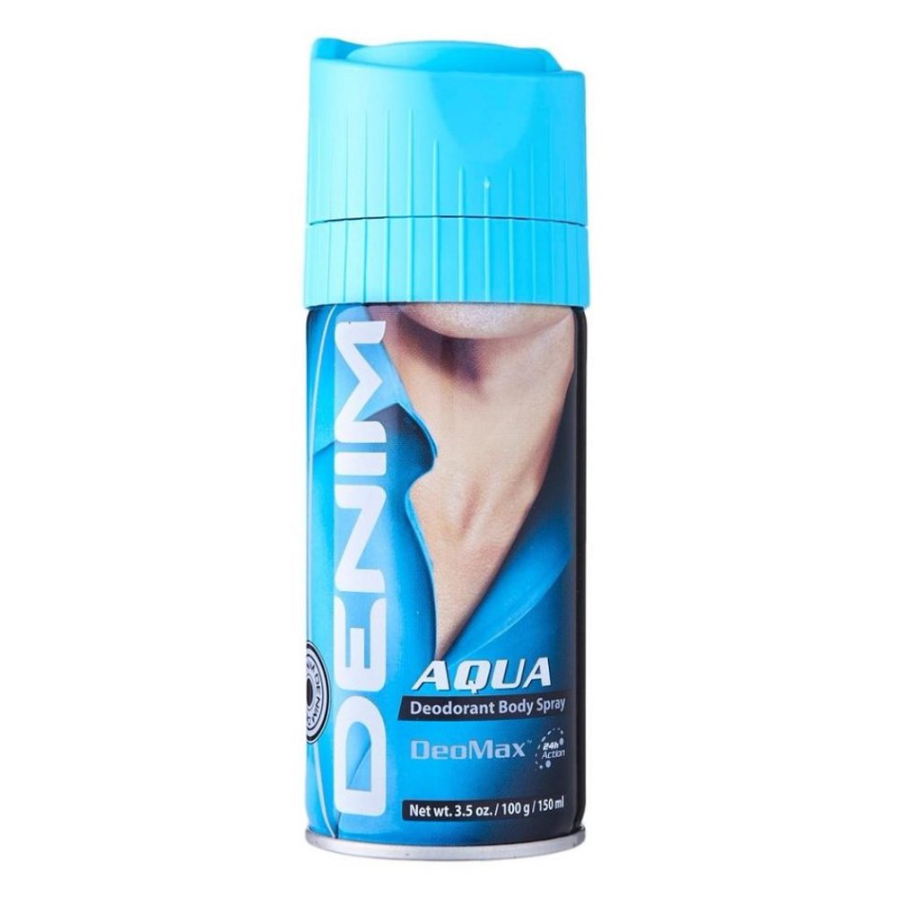 Denim Aqua Deodorant Body Spray For Men, With DeoMax, 3.5 Ounce (Pack