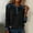 Black, variant on YHAJDS Long Sleeve Shirts Women Solid Color Denim Panel Turn Down Collar Top