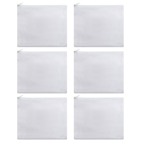 Aspire 6-Pack White Cosmetic Makeup Bag, 100% Cotton Canvas Travel Toiletry Bag, 9-1/2 x 8 Inches