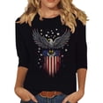 thumbnail image 2 of MORESEC Womens 4th of July Plus Size Tshirt 3/4 Sleeve Graphic Tee Casual Patriotic Top American Flag Shirt Round Neck Basic Summer Vacation Fashion Clothes, Multicolor 2XL, 2 of 5