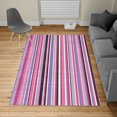 thumbnail image 2 of Pastel Turkish Area Rug, Vertically Striped Pattern Different Color Straight Lines Classic Old Fashioned, Carpet for Living Room Decor with Distressed Look, 6.6' X 9.6', Lavender Blue, by Ambesonne, 2 of 4