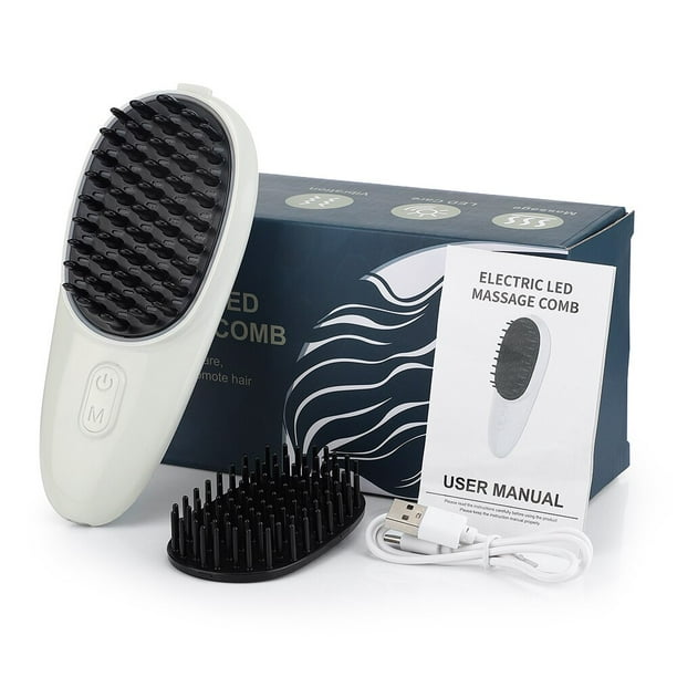 Peine de masaje eléctrico con luz azul roja, masajeador de cabeza de cuero cabelludo, fotones, fisioterapia, cuidado del cabello, peine vibrador IPL, Anti pérdida de cabello