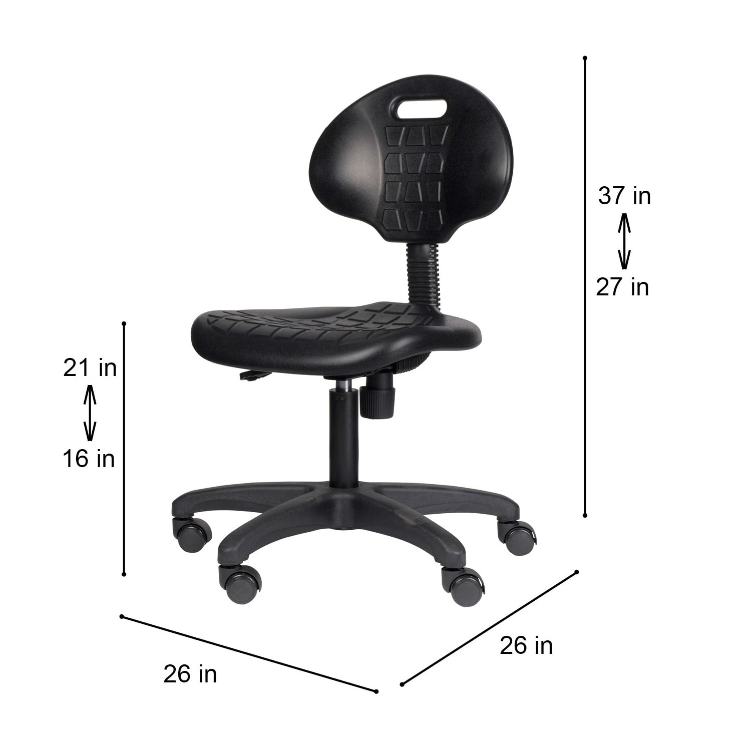 Hampden Furnishings Romulus Collection 16"-21" Rolling Swivel Task Chair, Black