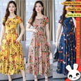 thumbnail image 2 of Mujer Maxi Vestido De Verano Floral Impresión Flor Cuello Redondo Manga Corta Suelta Largo Pakaian Wanitapangjing, 2 of 4