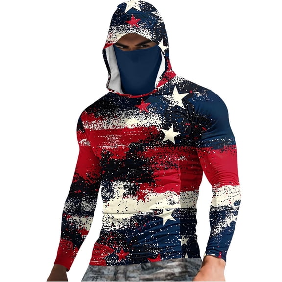 QSAWXQZ Men's UPF 50  Fishing Shirt Long Sleeve Sun Protection Hoodies Quick Dry Ice Silk Rash Guard with Built-in Face Mask for Hiking Outdoor Working 5XL
