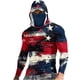 thumbnail image 3 of Ceisia Splatter Flag Print Hooded Top Men's Slim Fit Long Sleeve UV Protective Face Mask Shirt Red XL Gifts, 3 of 5