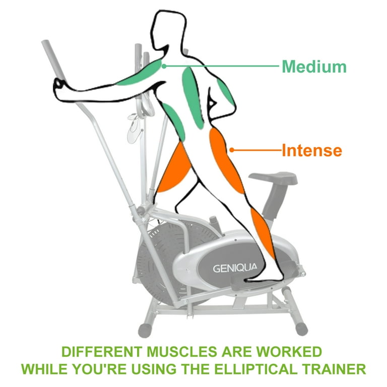 Geniqua Corp 2 in 1 Elliptical Bike Cross Trainer and Cardio Machine for Exercise Fitness Workout and Gym