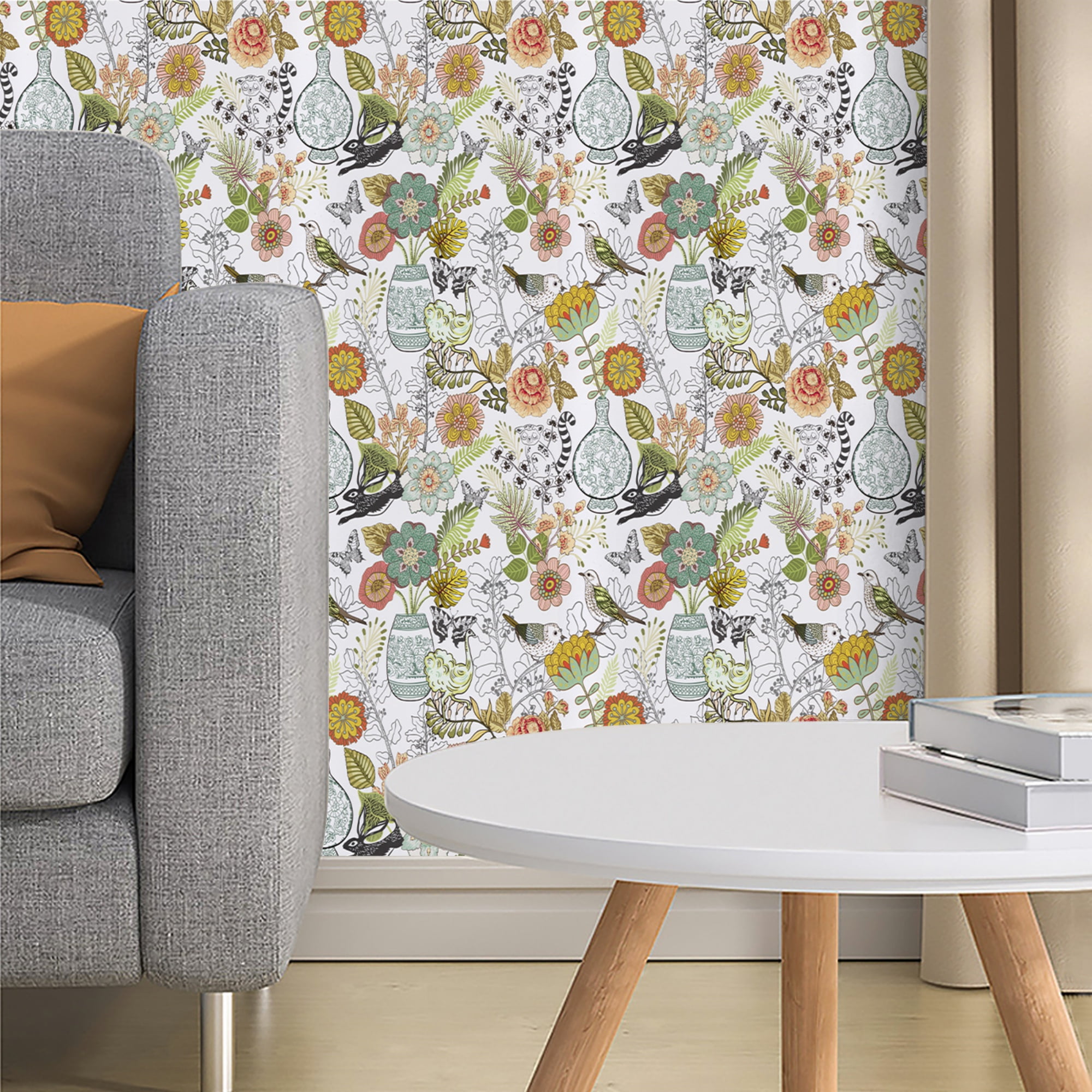 Abyssaly Floral Peel and Stick Wallpaper 17.7" x118" Self-Adhesive Removable Vinyl Contact Paper for Bedroom Wall Decoration Home Decor