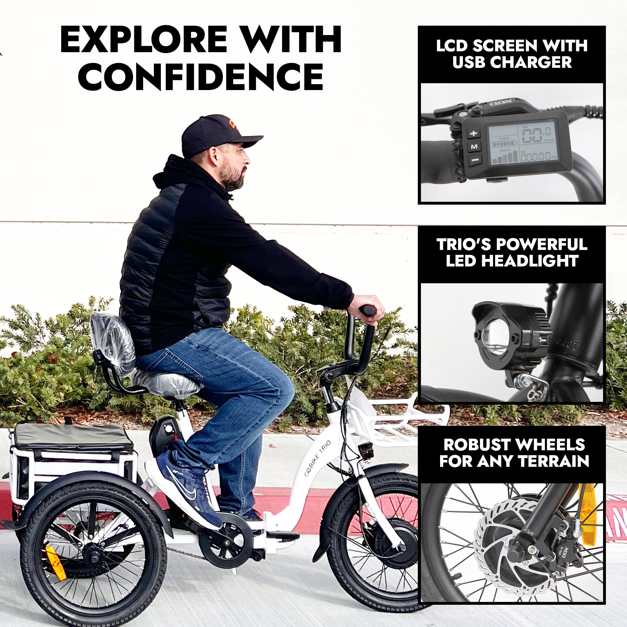 GOBIKE Trio Crossover Electric Bike, Electric Tricycle for Adults, 3 Wheel Bicicleta Electrica para Adultos