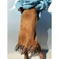 thumbnail image 5 of THDHVS Casual Skirts for Women,High Waist Faux Suede Loose Casual Fringe Long Skirt,Women's Skirts, 5 of 8