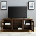 thumbnail image 3 of Walker Edison Farmhouse Glass Door TV Stand, Dark Walnut, 3 of 10