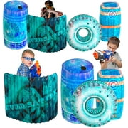 Skywin Obstacles for Play Wars - 8 Pieces Easy Set Up Inflatables Compatible with Nerf Gun Party and Laser Tag Game - Battle Obstacles Great for Shelter (8 Pcs Blue)