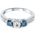 thumbnail image 2 of Pompeii 1ct Blue Diamond 3 Stone Engagement Ring 14K White Gold (G/H,I1), 2 of 6