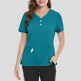 thumbnail image 5 of Christmas Scrub Tops, Women'S Plus Size Nurse Scrubs V Neck Short Sleeve Top With Side Slit & Multiple Pockets – Quick-Dry Scrubs For Women Bottoms Scrubs Tops Sweaters (4XL, Cyan) ZMTing, 5 of 5