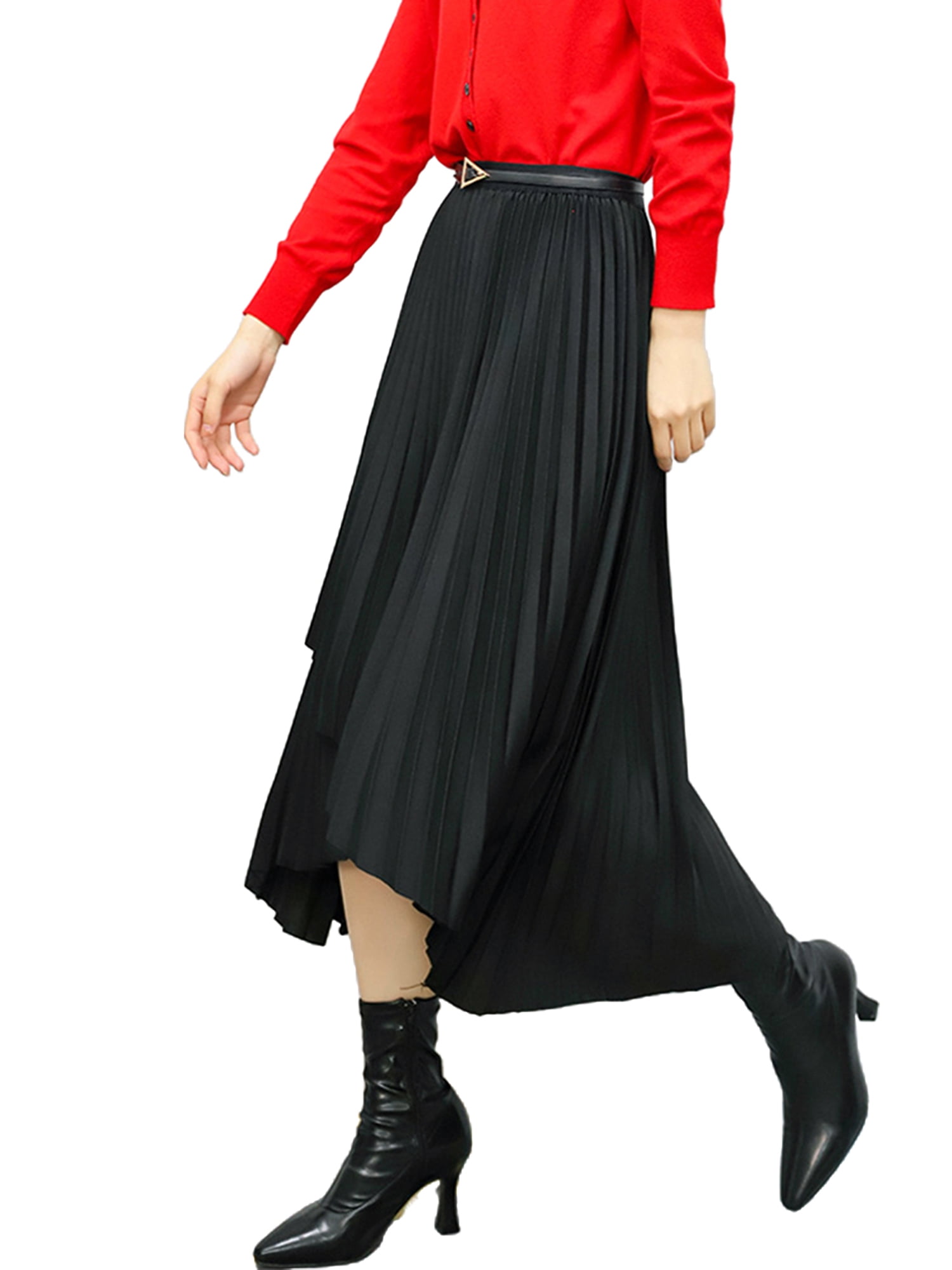 Black pleated clearance midi skirt 48