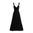 thumbnail image 4 of Dvprdro Solid Color Deep V Neck Sleeveless Maxi Dress for Women Smocked Waist Ruffle Hem Loose Fit Summer Vacation, 4 of 6