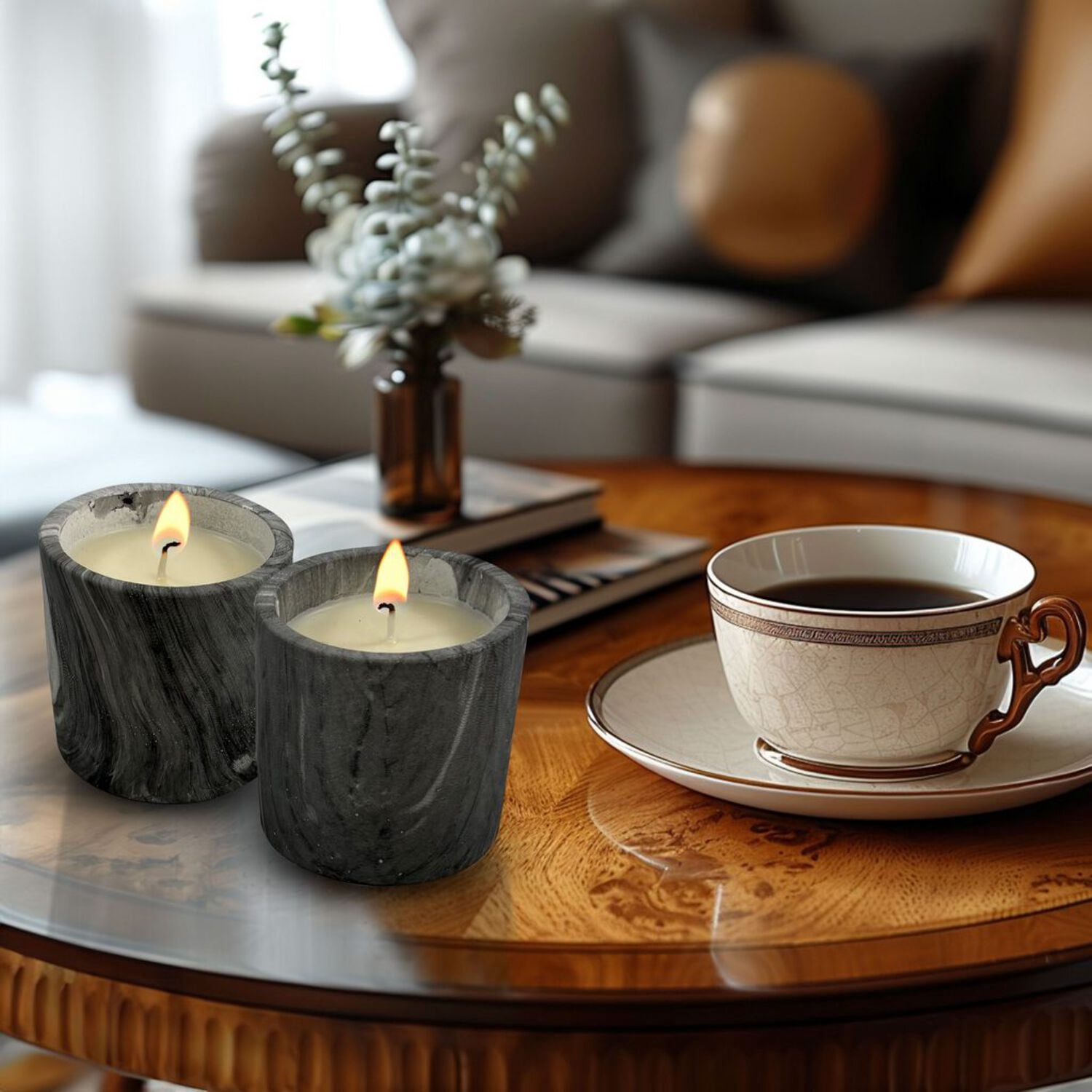 Aria Home Marble Scented Candle Jars, 2-Pack – Home Decor, Indoor Outdoor Gift, Gray, 7oz