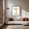 thumbnail image 2 of Giraffe, Jungle Animals, Safari Animals, Bubble Gum, Pink Flowers, Girl Nursery - Illustration Watercolor Animal Whimsical Floral Black Framed Wall Art Print 18 x 24 inches, 2 of 4