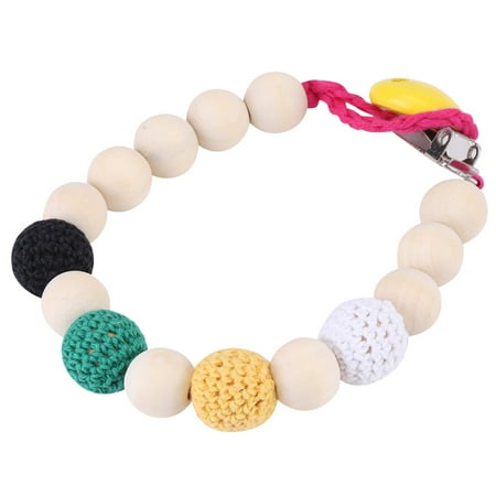 Feeding Clip - Pacifier Clip Chain,Infant Pacifier Soother Holder Crochet Wooden Beads Chain Metal Clip Baby Shower Feeding Toy(yellow)