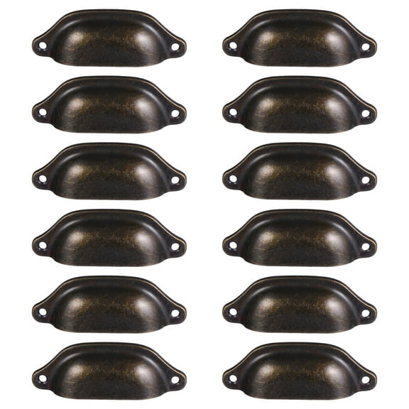 STOBOK 12Pcs Durable Vintage Iron Pull Handles Black Seashell Design for Drawer and Cupboard