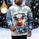 thumbnail image 1 of Ceisia Men's Christmas 3D Santa Hoodie | Ripped Snowflake Print Relaxed Long-Sleeve Casual Sweatshirt Gift, 1 of 4