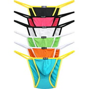 iKingsky Men's High-leg Opening Modal Bulge Bikini Briefs Sexy Low Rise Stretch Underwear (Small, 6 Pack)