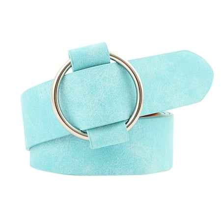 Leather Oxford Jeans - Women Fashion Casual Belts Simple Round Buckle Leather Waistband for Jeans Dress