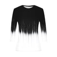 thumbnail image 7 of Ounisa Shirts for Women 3/4 Sleeve Plus Size Tops Loose Crew Neck T Shirts Casual Short Tight Elastic Summer Printed Tops, 7 of 7