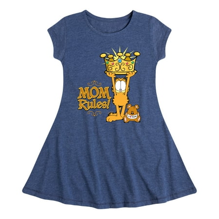 

Garfield - Mother s Day - Mom Rules - Toddler & Youth Girls Fit & Flare Dress