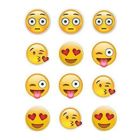 Twelve Emoji Edible Cupcake Frosting Cake Toppers