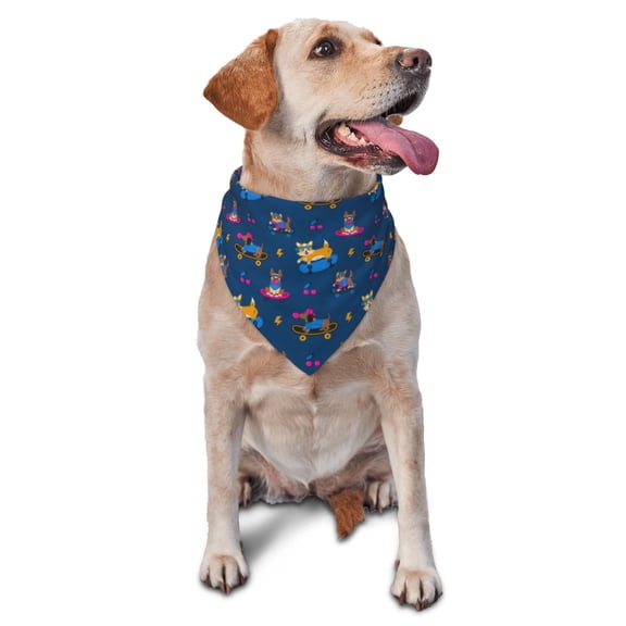 Xecao Dogs Riding Skateboard for Pet Bandana - A Stylish Triangle Accessory for Small to Large Dogs, Puppies, and Cats
