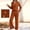 Set-144Orange, variant on LEWKW Womens Waffle-Knit Lounge Sets Long Sleeve Henley V Neck Top & Wide Leg Pants Ribbed Sleepwear Casual Soft Pajamas 2 Piece Outfits