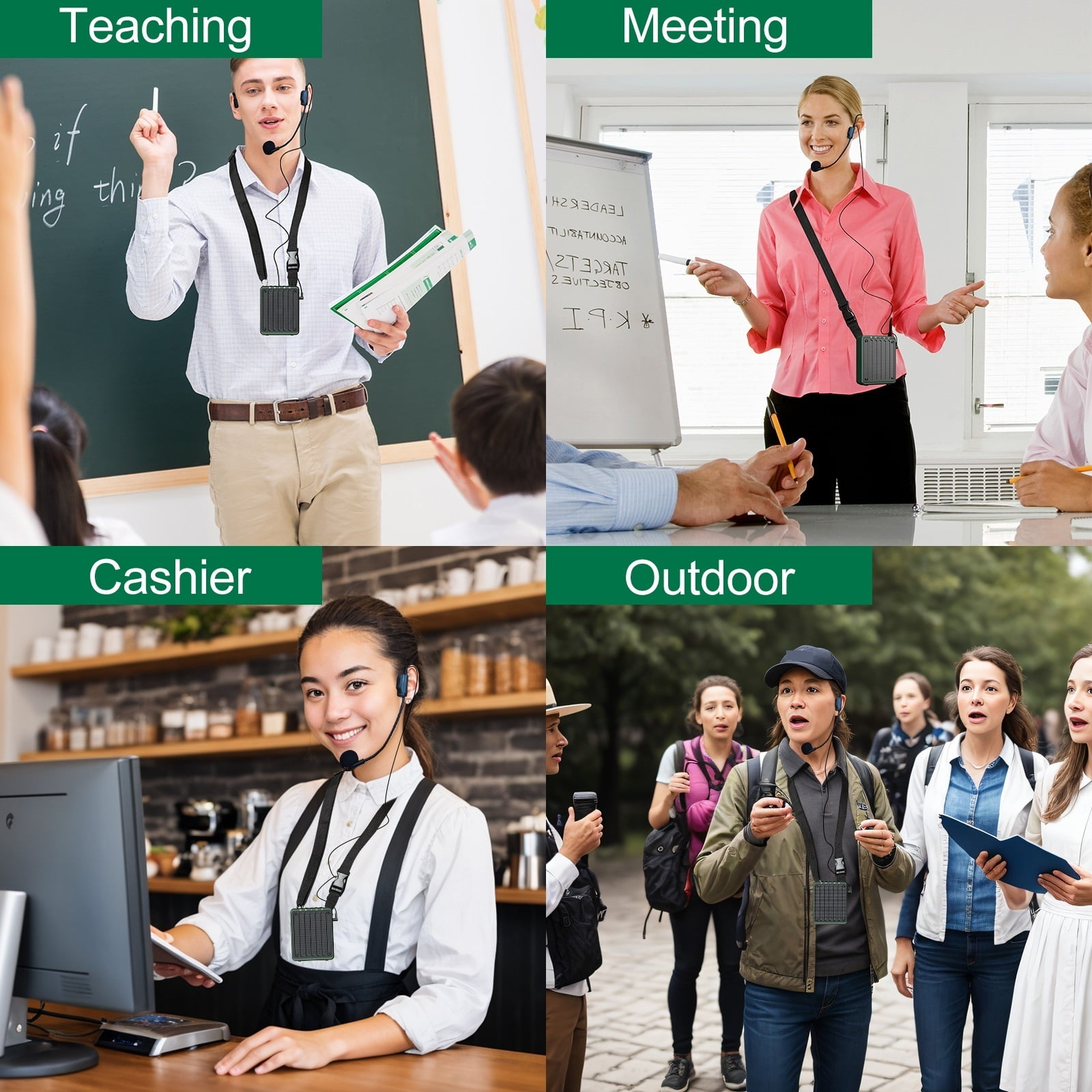 Mini Voice Amplifier for Teachers,Portable Bluetooth Voice Amplifier with Headset Microphone,Green ,True Acoustic Power Amplifier