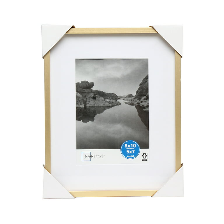 Mainstays 8x10 Matted to 5x7 Aluminum Gold Tabletop Picture Frame 