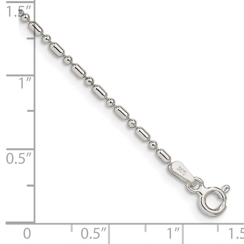 Finest Gold Sterling Silver 1.5 mm Fancy Beaded Chain Anklet