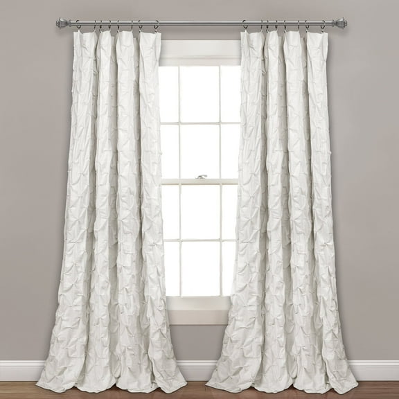 Lush Decor Country, Natural, Modern, Contemporary Textured Rod Pocket Light Filtering Curtains, 52" x 84"