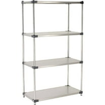 Nexel 5 Tier Solid Stainless Steel Shelving Starter Unit, 36"W x 24"D x 86"H