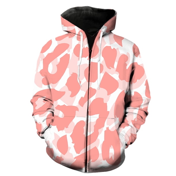 Sudadera con capucha y cremallera con textura de piel de animal para hombre, divertida, de moda, unisex, para adolescentes, ropa de calle de gran tamaño, estilo Harajuku, con estampado 3D informal