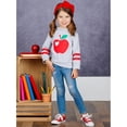 thumbnail image 6 of Girls Hoodie Long Sleeve Sweatshirt Stripe Hoodie Apple Print Sweater, Red, Size: 3T, 6 of 8