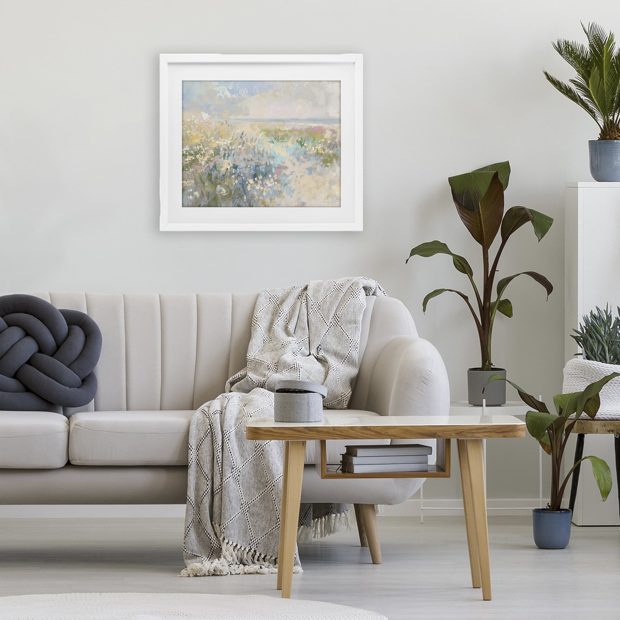 Stupell Industries Mottled Pastel Field Impression White Framed Print Under Glass, design by Creative Studio