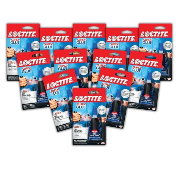 Loctite Super Glue Ultra Gel Control, Clear Superglue for Plastic, Wood, Metal, Crafts, & Repair, Cyanoacrylate Adhesive Instant Glue, Quick Dry - 0.14 fl oz Bottle, Pack of 12